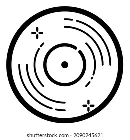 Icono plano de disco de vinilo aislado en fondo blanco