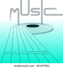 Vinyl disc in form of running track. Vector background for Vinyl, CD, DVD. Poster. Light tint.
