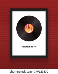 Disco de vinilo en un marco. Ilustración del vector