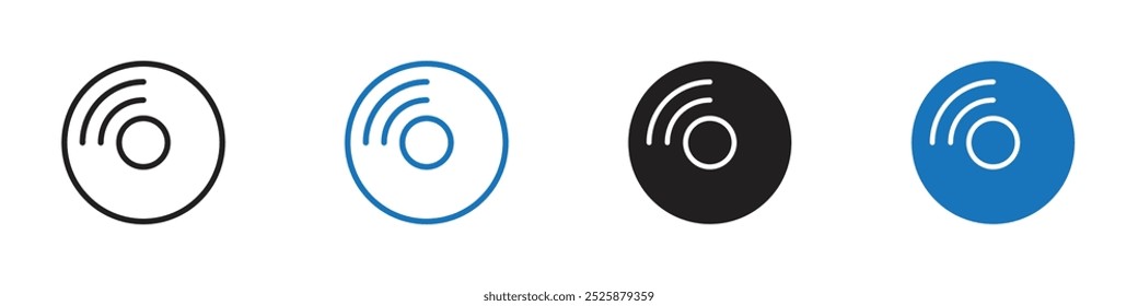 Vinyl disc icon linear graphics set vector in black