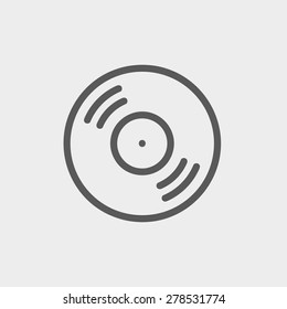 Vinyl disc icon thin line for web and mobile, modern minimalistic flat design. Vector dark grey icon on light grey background.