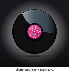 Vinyl disc illustration on black background