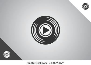 Vinyl disc logo. Minimal and modern logotype. Perfect logo for business related to band, musicians and singers industry. Isolated background. Vector eps 10.