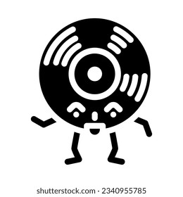 vinyl disc music retro character glyph icon vector. vinyl disc music retro character sign. isolated symbol illustration