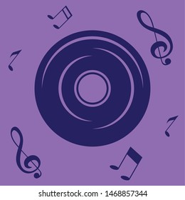 vinyl disc musical note background