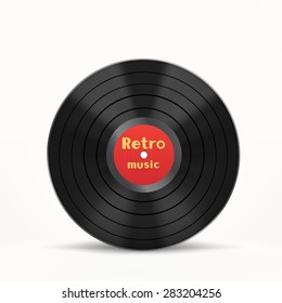 The vinyl disc on the white background