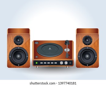 Vinyl disc player realistic vector illustration