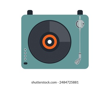 Vinyl disc player. Simple flat illustration.