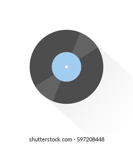 Vinyl disc with shadow. Abstract. Flat design