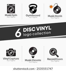 Vinyl Disc Shape Logo Template Set. Good for Business, Agency, Community and Organization