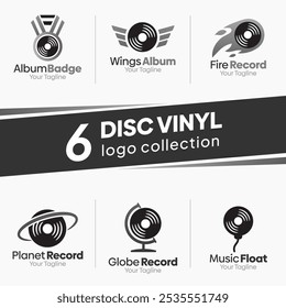 Vinyl Disc Shape Logo Template Set. Good for Business, Agency, Community and Organization