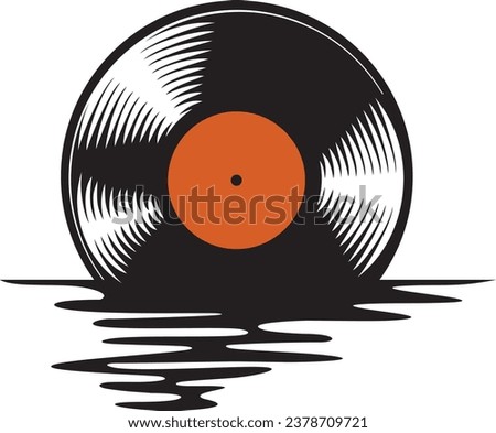 Vinyl Disc Sunset Reflection (Record). Vector Illustration. 