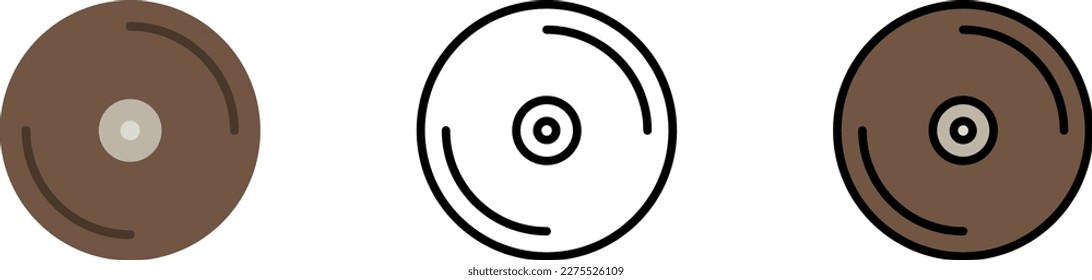 Vinyl, disc vector icon in different styles. Line, color, filled outline