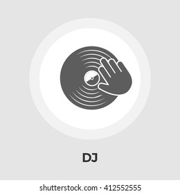 Vinyl disc whit hand icon vector. Flat icon isolated on the white background. Editable EPS file. Vector illustration.