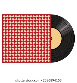 Vinyl disk in carton pack isolated on white retro style illustration vector art decor design 70s, 80s, 90s 