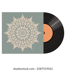  Vinyl disk in carton pack isolated on white retro style illustration vector art decor design 70s, 80s, 90s