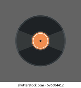 Vinyl Disk Icon Audio Record Retro Concept Flat Vector Illustration