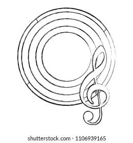 vinyl disk with music note retro