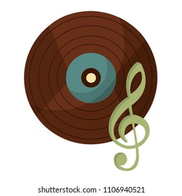 vinyl disk with music note retro