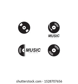 Vinyl disk record music logo vector icon illustration design 