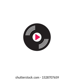 Vinyl disk record music logo vector icon illustration design 