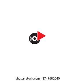 Vinyl disk record music logo vector icon illustration design 