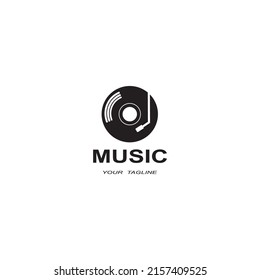 Vinyl Disk Record Music Logo Vector Icon Illustration Design