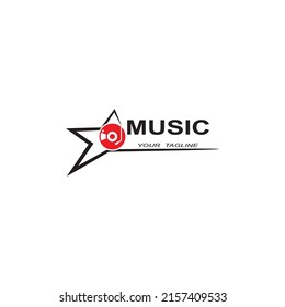 Vinyl disk record music logo vector icon illustration design