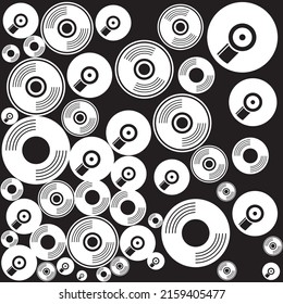Vinyl disk record music logo vector icon illustration design