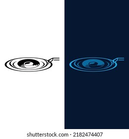 Diseño de ilustración de icono vectorial del logotipo de la música de disco de vinilo. Símbolo de placa musical. Ilustración del vector