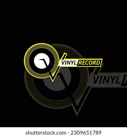 Vinyl disk record music logo vector icon illustration design