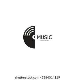 Vinyl disk record music logo vector icon illustration design