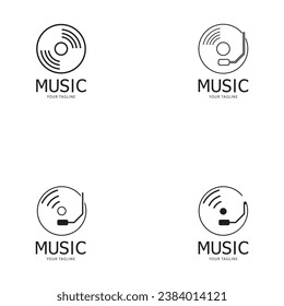 Vinyl disk record music logo vector icon illustration design