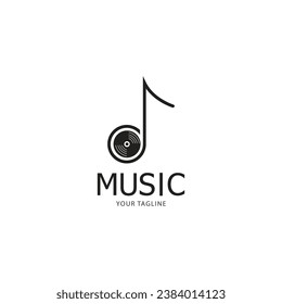 Vinyl disk record music logo vector icon illustration design