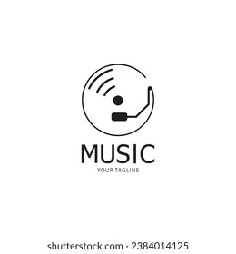 Vinyl disk record music logo vector icon illustration design