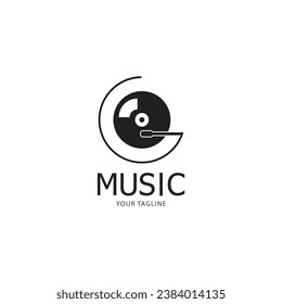 Vinyl disk record music logo vector icon illustration design