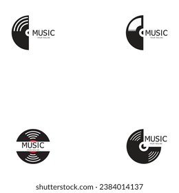 Vinyl disk record music logo vector icon illustration design