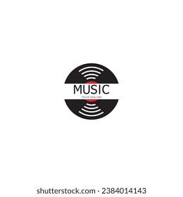 Vinyl disk record music logo vector icon illustration design