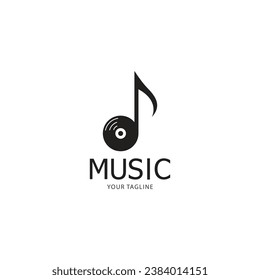 Vinyl disk record music logo vector icon illustration design