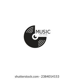 Vinyl disk record music logo vector icon illustration design