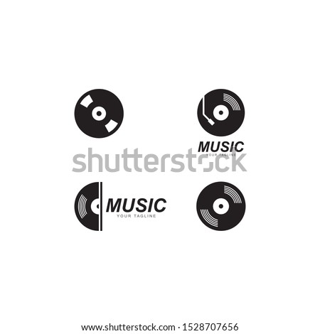 Vinyl disk record music logo vector icon illustration design 