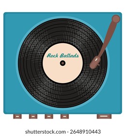 Vinyl disk retro player style illustration vector art decor design 70s, 80s, 90s music pattern	