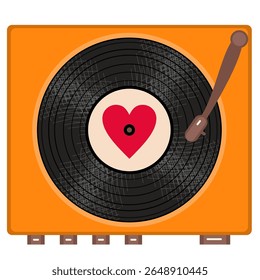 Vinyl disk retro player style illustration vector art decor design 70s, 80s, 90s music pattern	