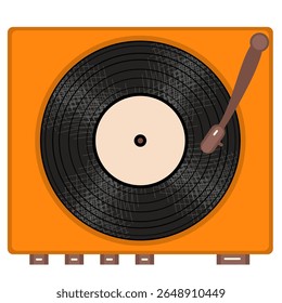 Vinyl disk retro player style illustration vector art decor design 70s, 80s, 90s music pattern	