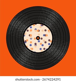  Vinyl disk retro player style illustration vector art decor design 70s, 80s, 90s music pattern
