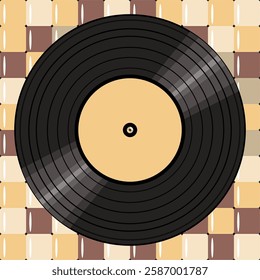 Vinyl disk retro style illustration vector art decor design 70s, 80s, 90s music pattern 