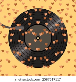 Vinyl disk retro style illustration vector art decor design 70s, 80s, 90s music pattern