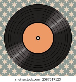 Vinyl disk retro style illustration vector art decor design 70s, 80s, 90s music pattern