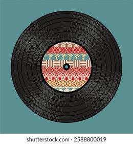  Vinyl disk retro style illustration vector art decor design 70s, 80s, 90s music pattern