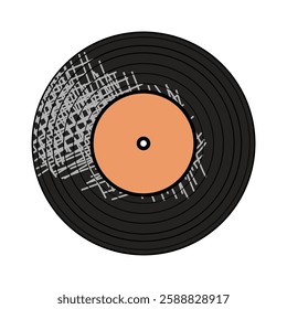  Vinyl disk retro style illustration vector art decor design 70s, 80s, 90s music pattern